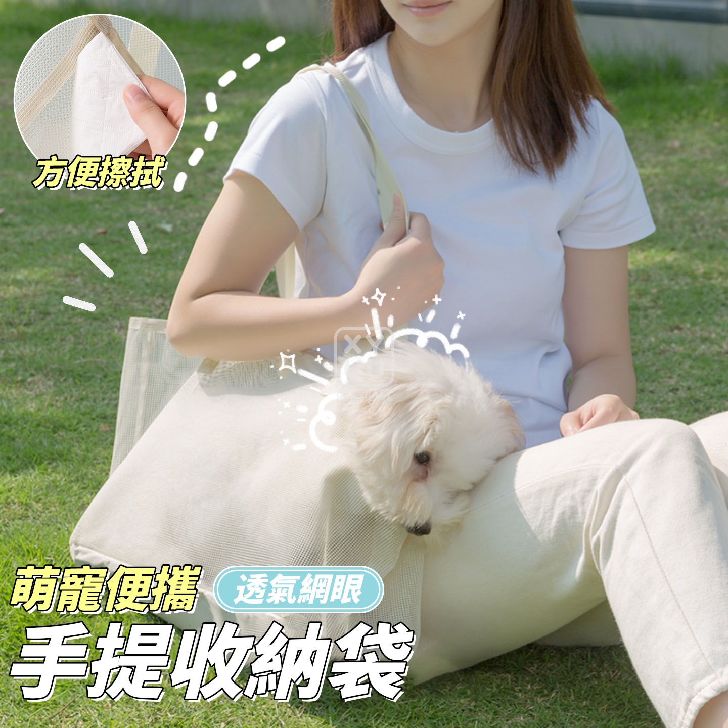 (2個)小號-萌寵便攜透氣網眼手提收納袋[可挑款]