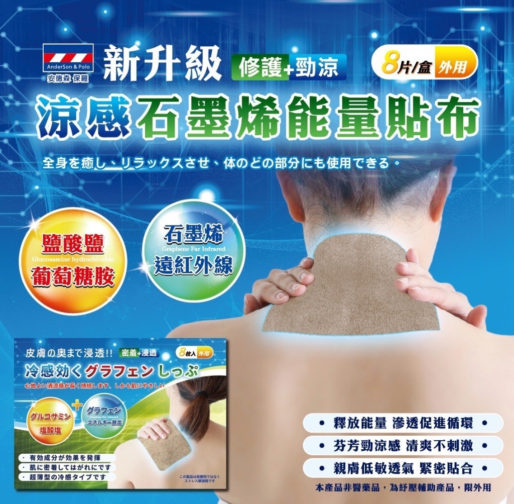 (2盒)【安德森 保羅】新升級–涼感石墨烯能量貼布