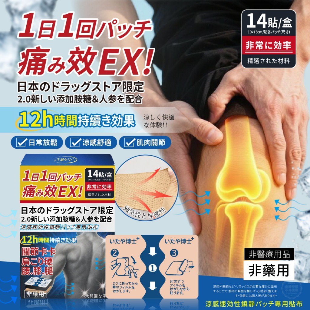 いたや博士 日本藥妝限定痛貼靈EX人蔘速效舒緩貼布 14貼/盒