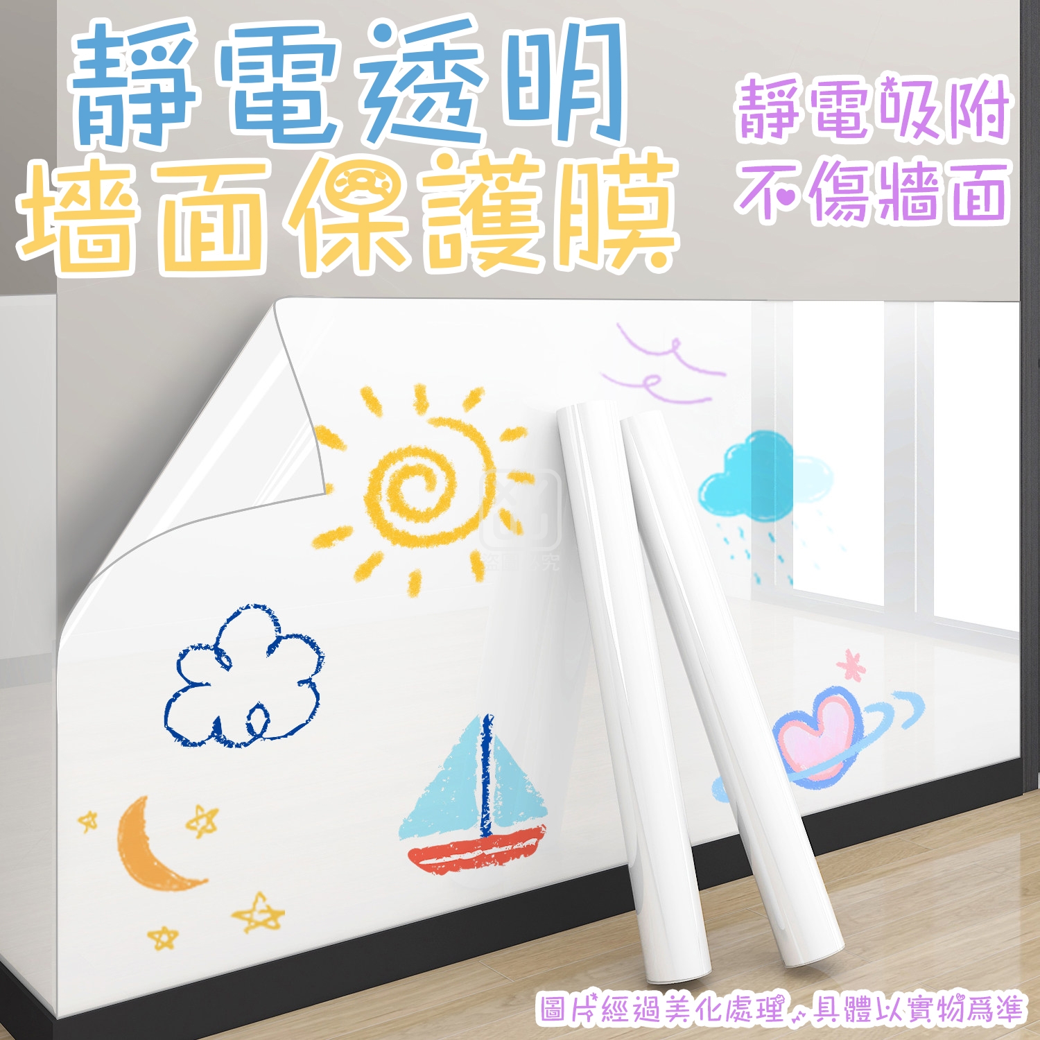 (4捲)靜電透明墻面保護膜