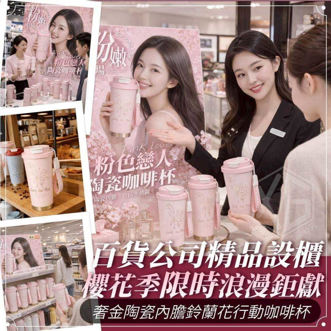 316陶瓷限定 日系粉色戀人咖啡杯500ML