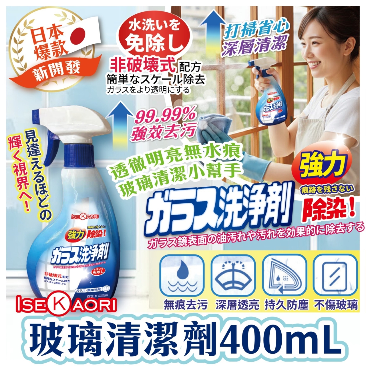 (2瓶)日本爆款襲來! 新開發 【玻璃清潔劑】