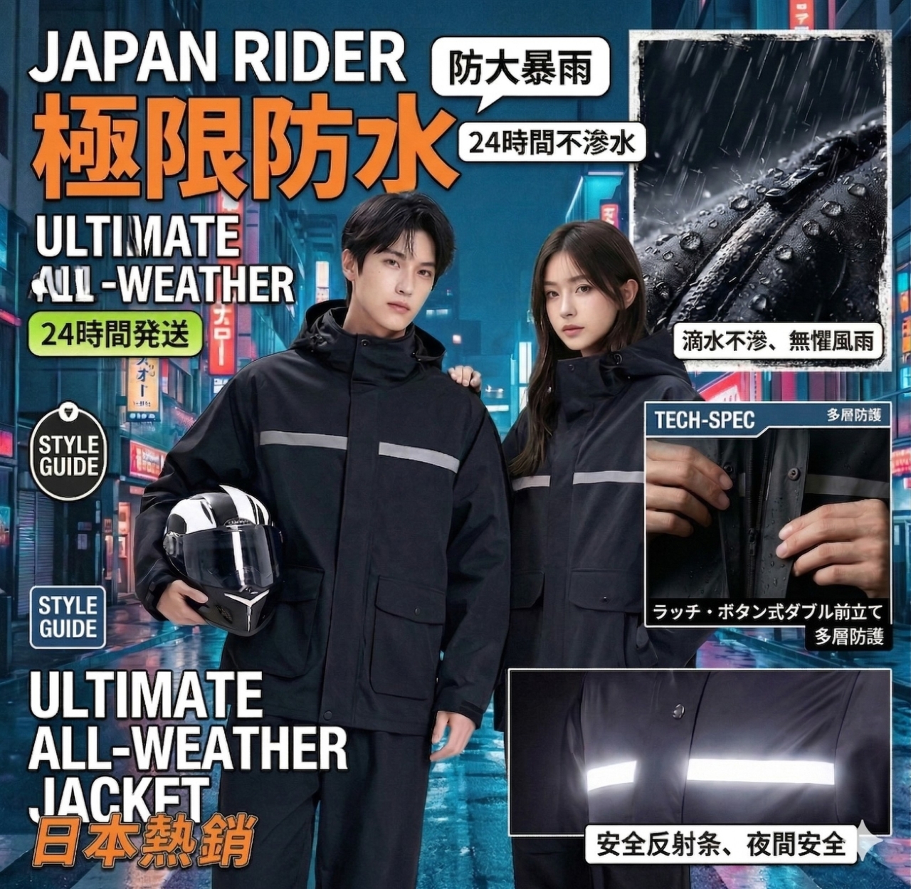 全方位防水 透明帽簷兩件式雨衣