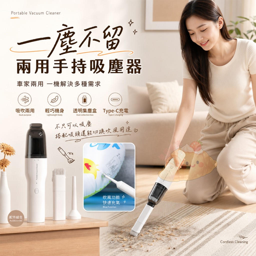 一塵不留兩用手持吸塵器