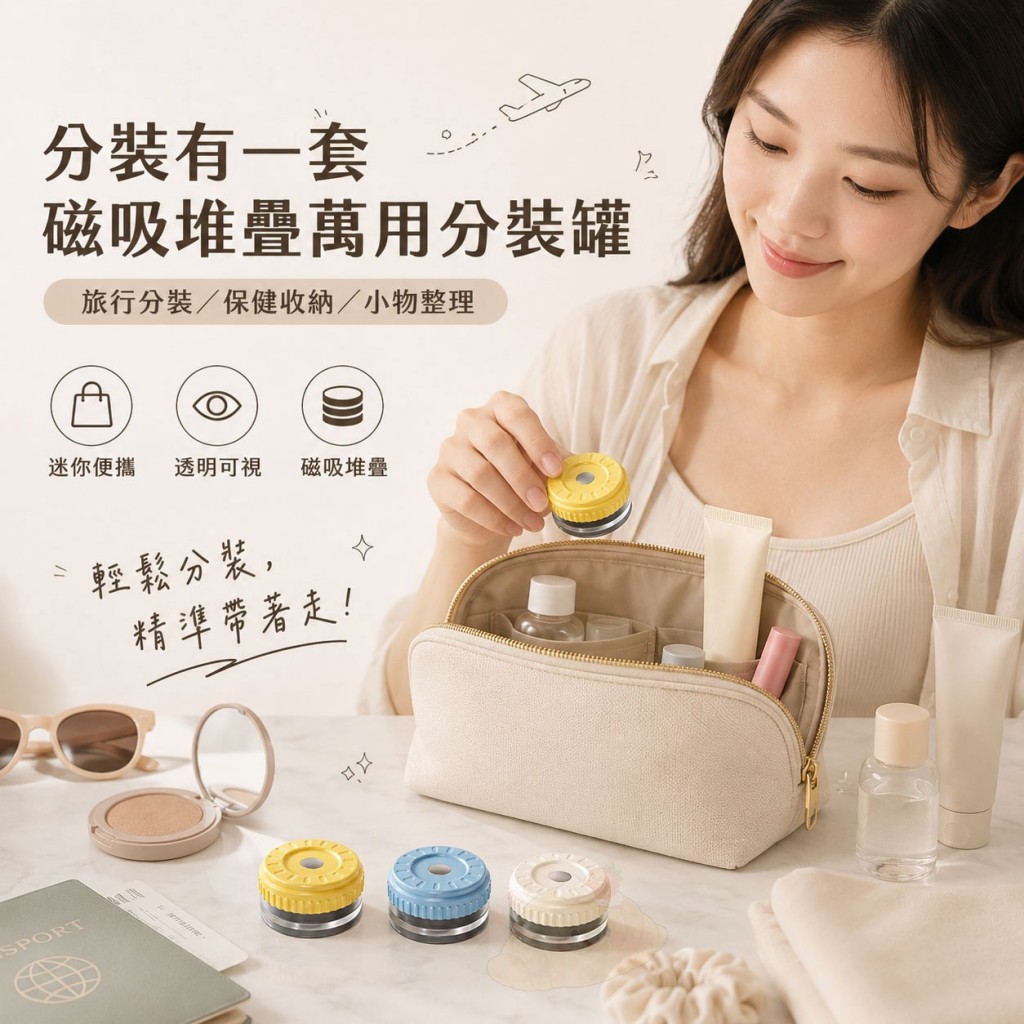 (2盒)分裝有一套磁吸堆疊萬用分裝罐3入