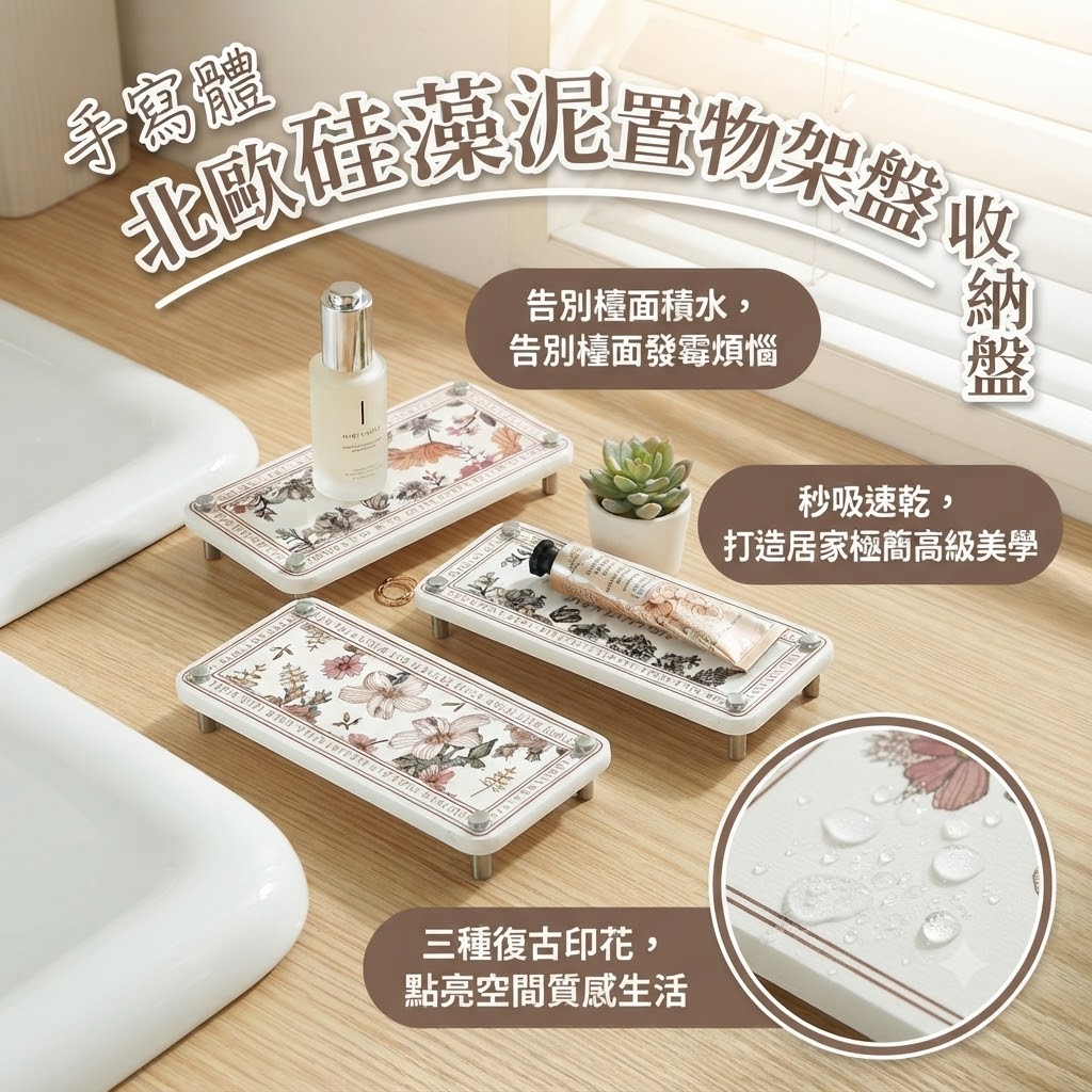 北歐硅藻泥置物架收納盤
